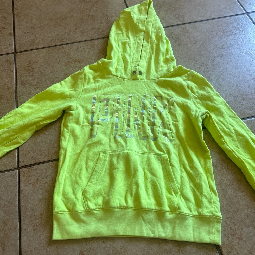 Pink Brand Yellow Hoodie Small